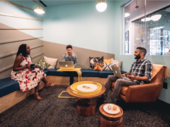 This conference room at WeWork’s University Park location in Austin, Texas offers an example of a friendly, comfortable conference room. Photo: Courtesy WeWork