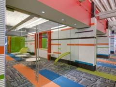 It doesn’t take a lot of color to transform a workplace, like this example from Quicken Loans.